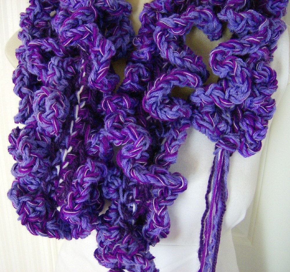 Purple Lavender Lacy Ruffled Boa Long Scarf