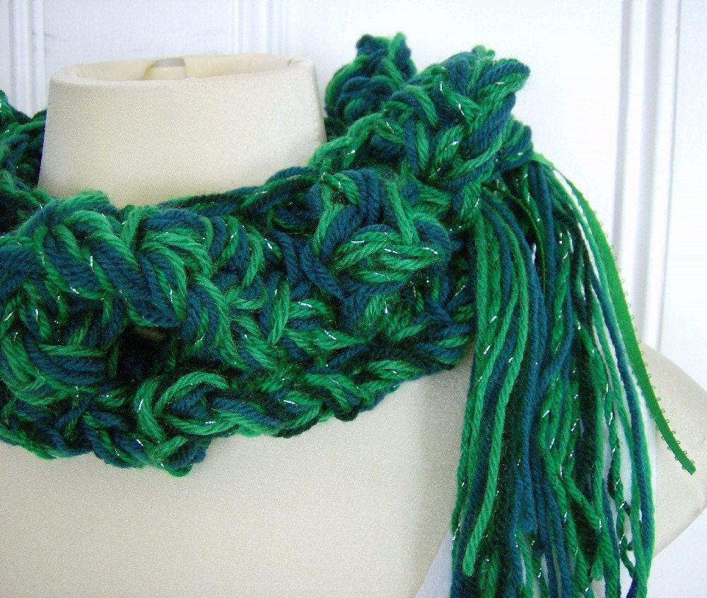 Emerald Kelly Green Ruffled Neck Warmer Scarf