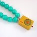 Mah Jong Necklace/ Vintage Bakelite Tile / Chunky Turquoise Beads / Fun Necklace / Game Piece Necklace / Vintage Bakelite Tile