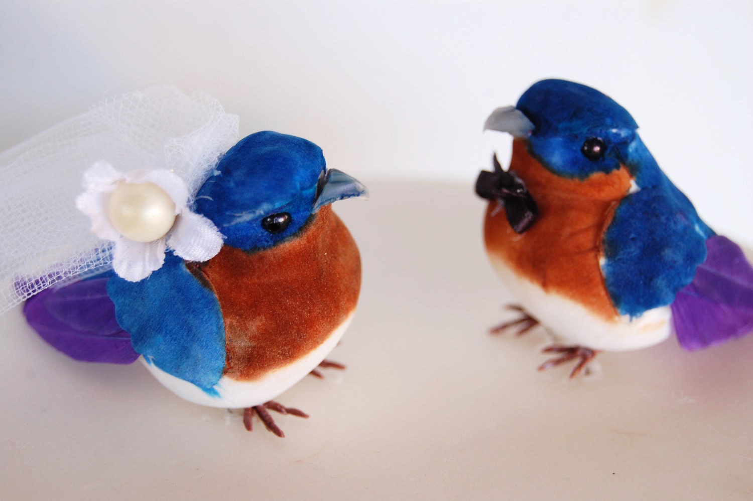 Blue Bird Wedding Cake Topper: Rustic Bride & Groom Bluebirds Anniversary and Wedding Cake Topper