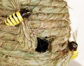 Bride to Bee: Straw Beehive Bride & Groom Wedding Cake Topper and Ornament