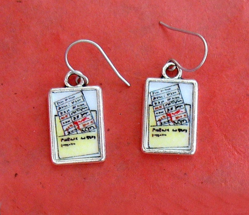 Library Check Out Card Pocket Earrings Librarian Jewelry