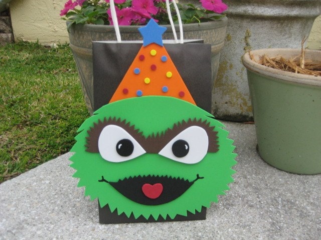 Oscar the Grouch Sesame Street Inspired Birthday Party Favor Bag