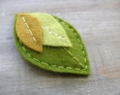 Felt Leaf Clip // Layered Moss and Bronze // Summer Hair Accessory // Handmade by OrdinaryMommy on Etsy