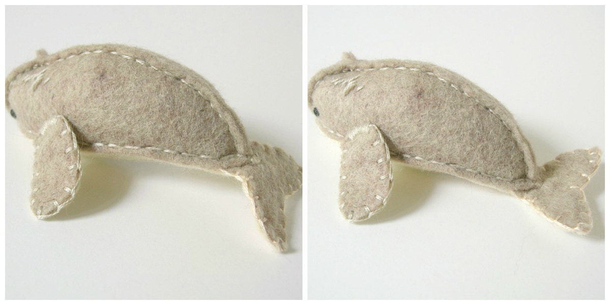 Baby Beluga Whale Figure Oatmeal with Bendable Tail by OrdinaryMommy on Etsy
