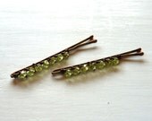 Green Peridot Hairpins Gemstone Bobby pins