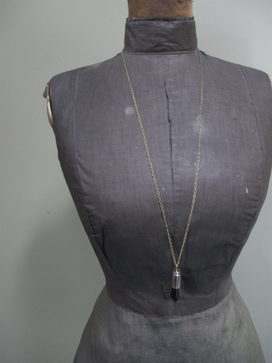 Memento Noir - Black Chandelier Crystal Bullet Long Necklace