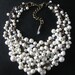Recycled Pearl Bib Necklace - Mermaid Farts - Creamy White and Brass - Eco Friendly