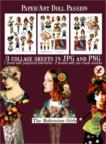 Paper Doll  / Art Doll Passion Digital Collage Print Sheet no234