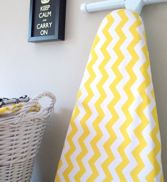 LAST ONE - Chevron Ironing Board Cover in Yellow and White - discontinued fabric