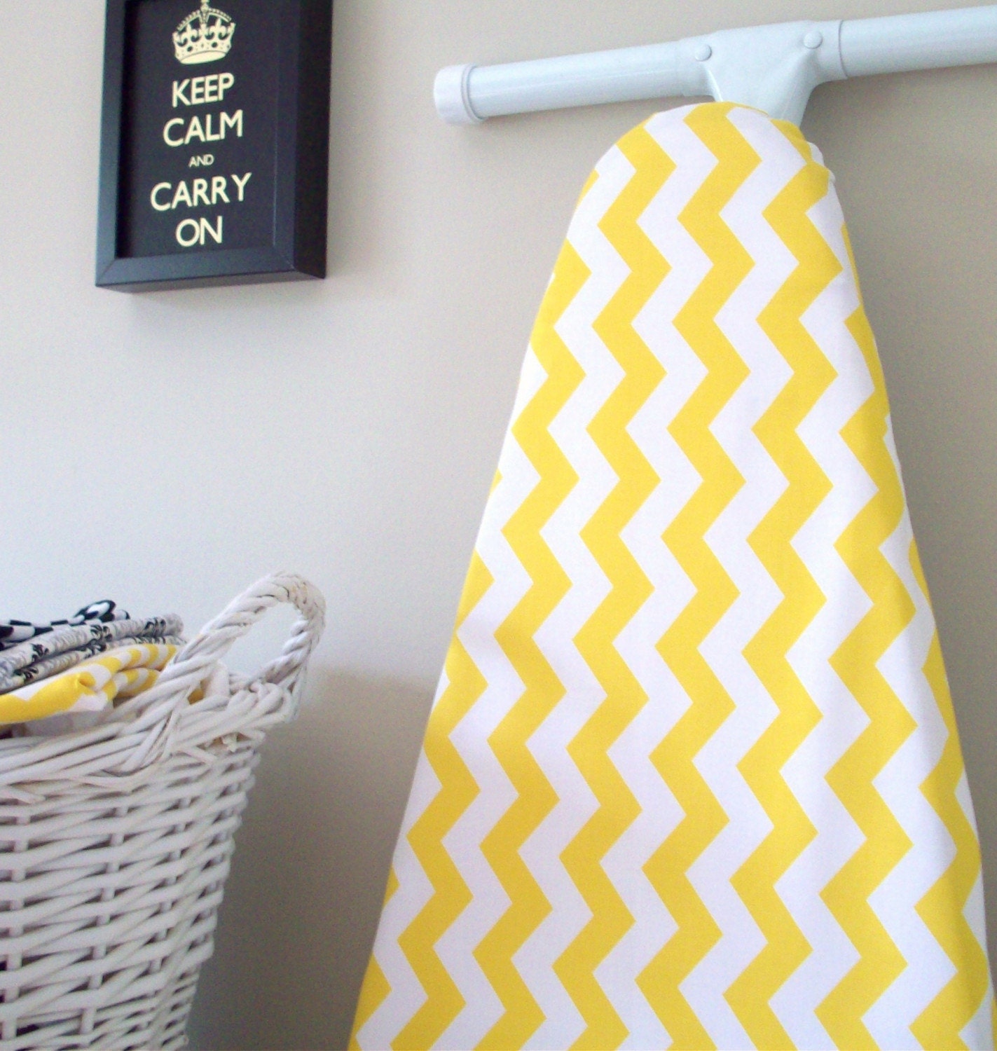 LAST ONE - Chevron Ironing Board Cover in Yellow and White - discontinued fabric