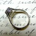 Vintage Engagement Sterling Silver Swarovski CZ Floral Band Ring with Tiara Crown like bezel - Wedding