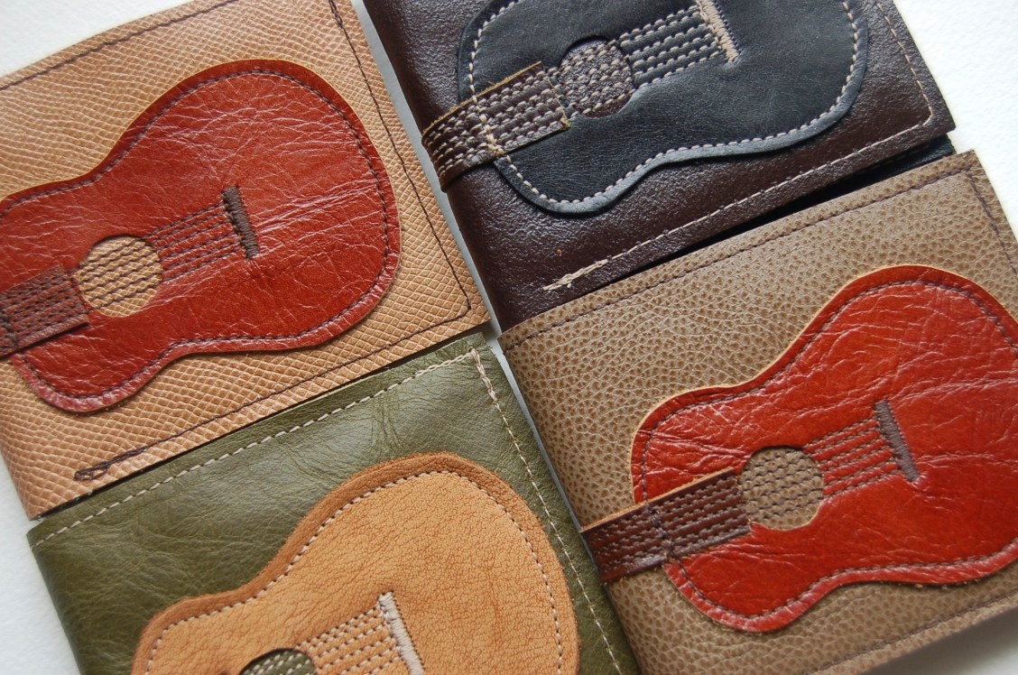 old guitar repurposed leather wallet