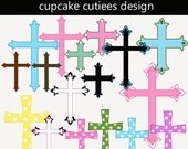 Spring Chic Crosses Digital Clipart Elements Commercial use for paper,  invites, and web design
