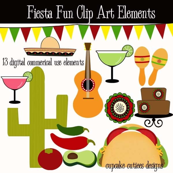 Fiesta Fun  Element Clip art Digital Embellishments Commercial use for Cards, Stationary and Paper Products