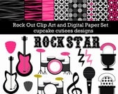 Rock Out   Digital Clipart Elements and Papers Commercial use for paper, invites, and web design