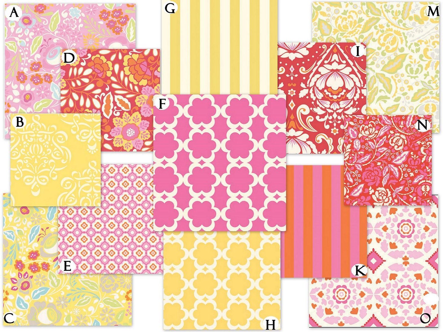 Custom Crib Baby Bedding Set - Taza in Pink and Yellow