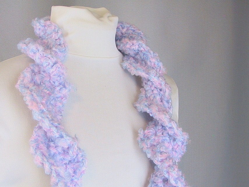 Handmade Pastel Ruffled Scarf - Blue and Pink Double Helix