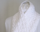 Handmade Crocheted Scarf with Fringe - Snow White Shimmer Scarg