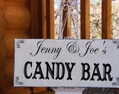 LOVE is SWEET Candy Bar / Hand Painted Shabby Vintage Wedding Signs / 18x7 SELF Standing