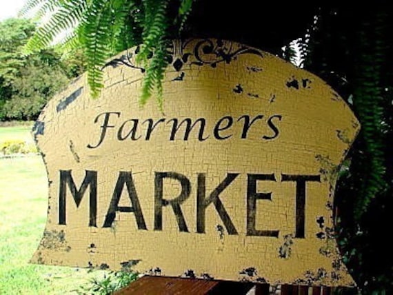 Cottage Signs Vintage Style 16X24 Farmers MARKET Vintage Style Chippy Handmade and Hand Painted
