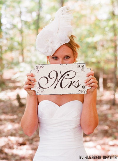 MR MRS signs Thank You Wedding Signs Decorations DOUBLE Sided Cottage Vintage Featured in Real Weddings Magazine 2012 photo props