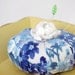 Pumpkin Pincushion Wool Stuffed  Blue White Retromama