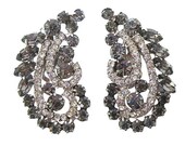 Juliana D&E Vintage Earrings Faux Black Diamonds Crystals, 1960s Vintage