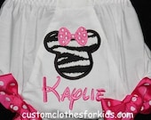 Custom Personalized Diaper Cover Bloomers Baby Girl Zebra Minnie Mickey Mouse Bow Free Monogram