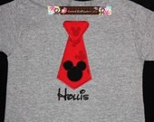 Custom  Mickey Mouse Birthday Necktie Tie T-shirt Toddler, Infant, Boys Monogrammed or Personalized