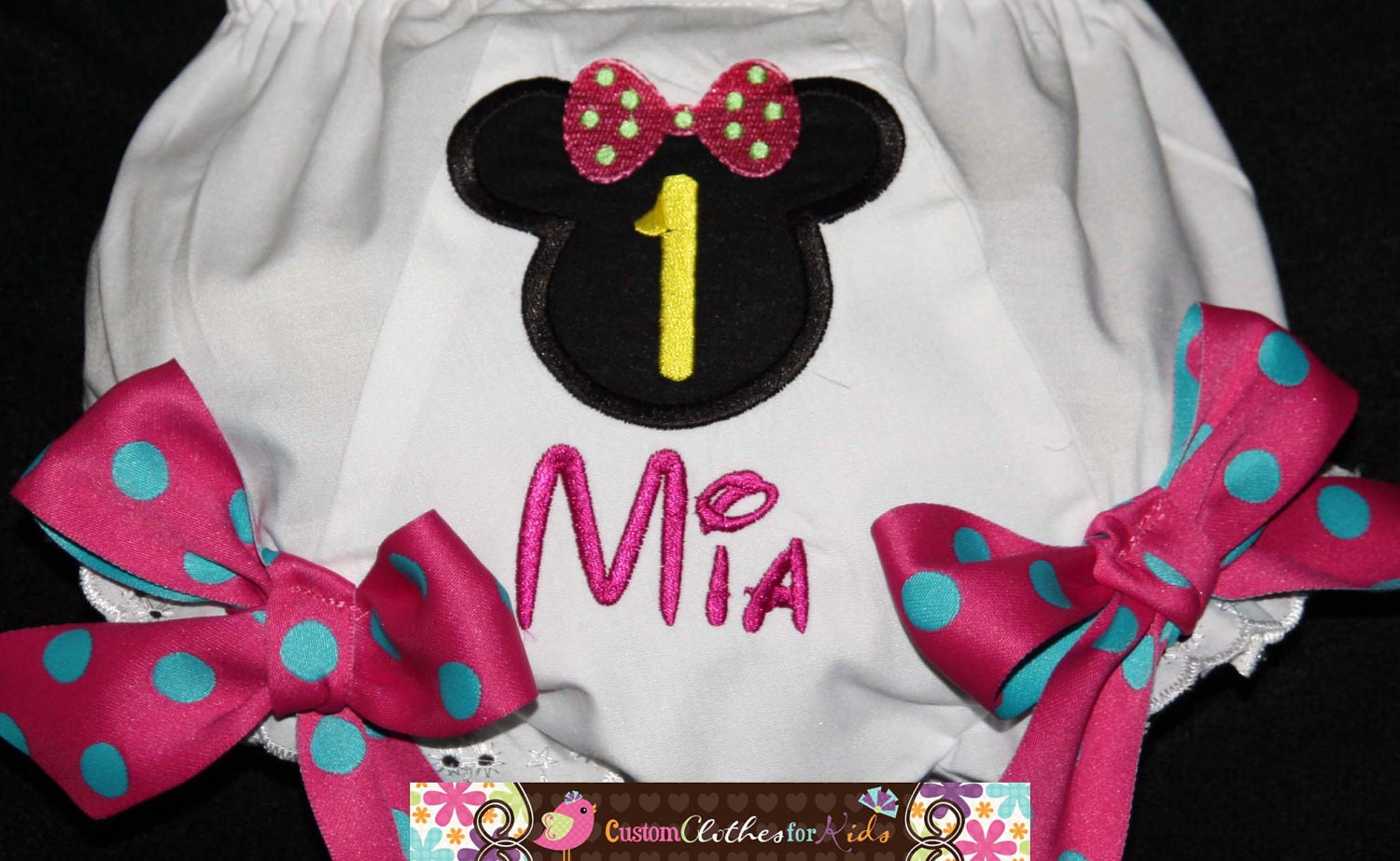 Custom Personalized Minnie Mouse Mickey Mouse Diaper Cover Bloomers Baby Girl Ribbon Birthday Baby Shower gift Photoshoot Bow Free Monogram