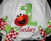Create Your Own Personalized Custom Bloomers Diaper Cover Baby Girl Toddler Elmo Sesame Street Birthday Photoshoot Free Monogram