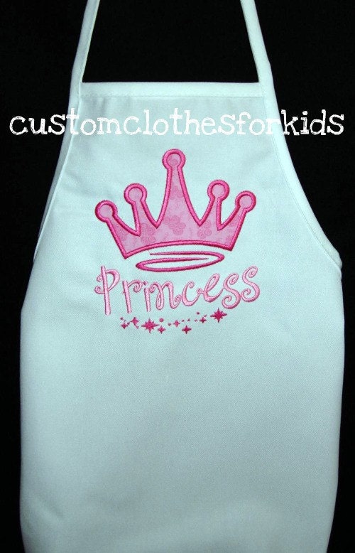 Custom Personalized Back to School Princess Christmas Craft Cooking Chef Girl Boy Childrens Kids Apron FREE MONOGRAMMING