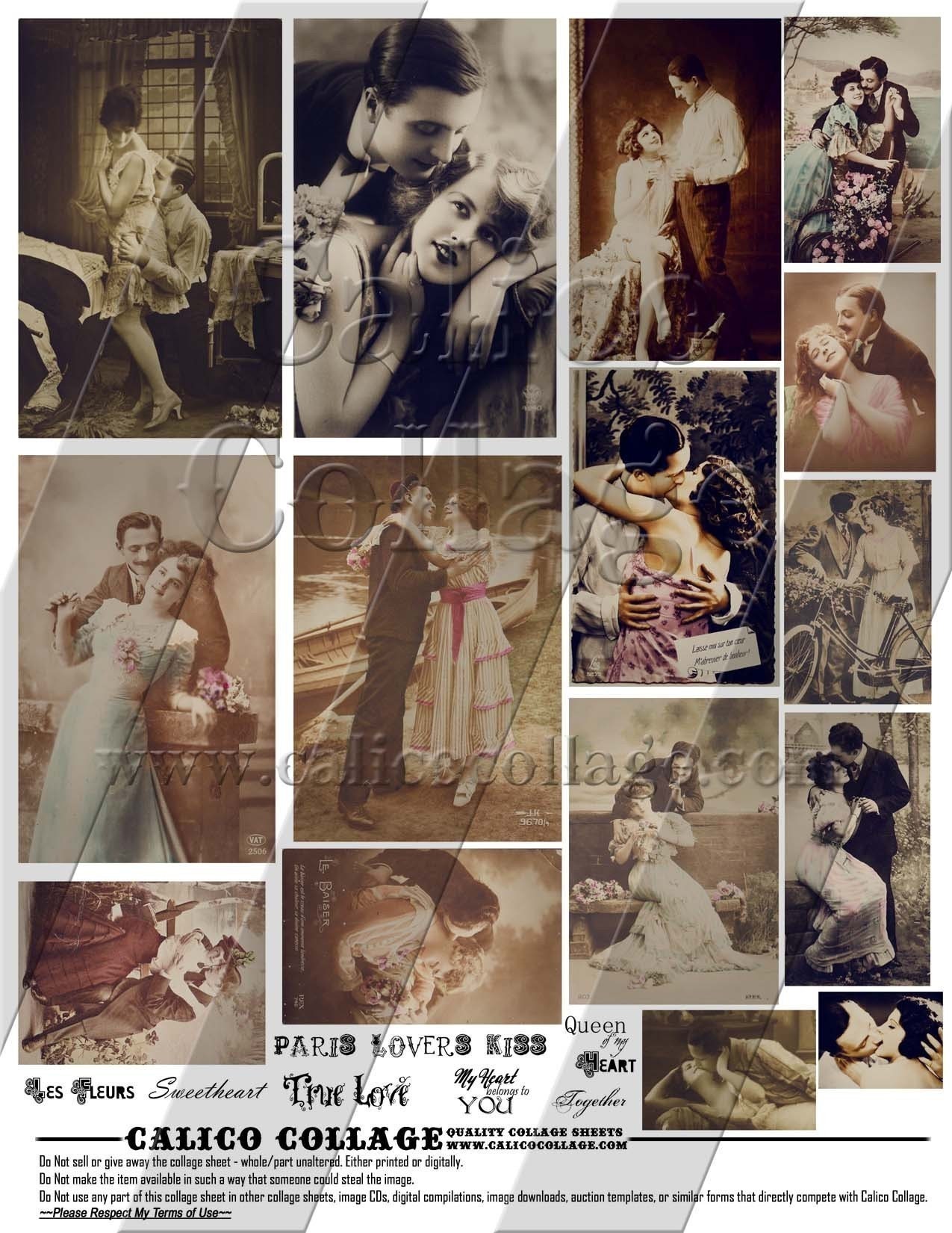 Romantic Lovers - Instant Download Printable Digital Collage Sheet -  Large Sizes 229