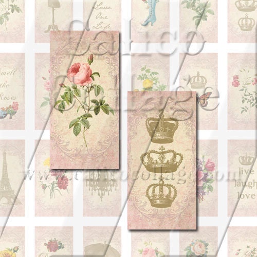 Paris Chic - Instant Download Printable Digital Collage Sheet - 1x2 Domino Tile Size 050
