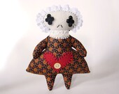 Agatha - a spooky sweet Halloween skelly folk art rag doll