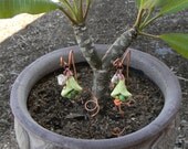 Clay, Wire, Bead Pot Charmer, Plant Stake, Yellow, Green, Orange-2