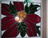 Stained Glass Poinsettia Panel