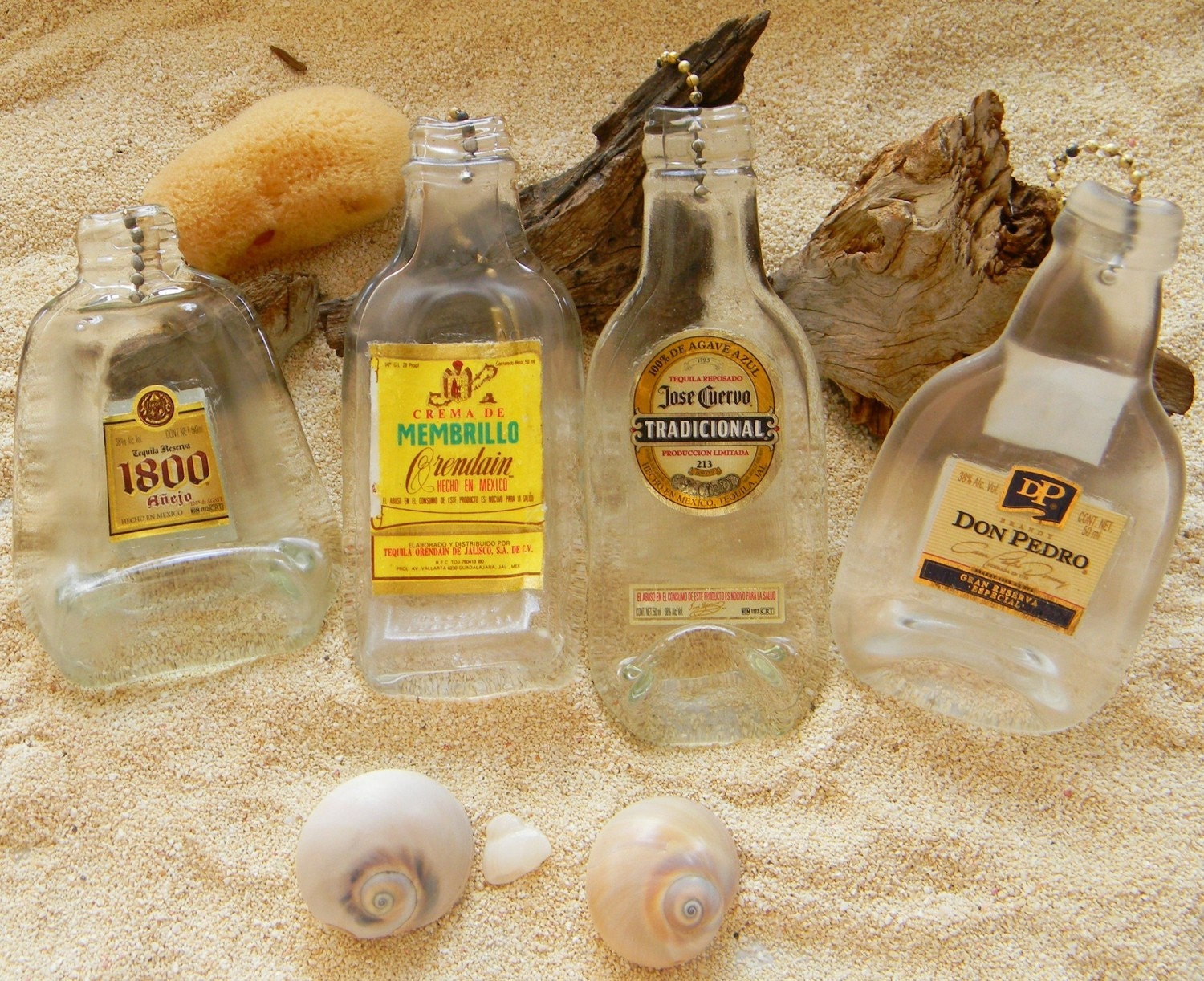 Miniature Glass Liquor Bottle Fan Pull-Recycled