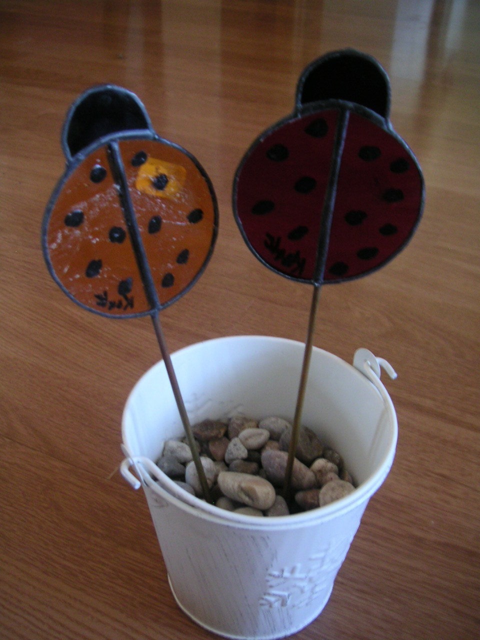 Orange Ladybug Stained Glass Plant Stake plant Poke