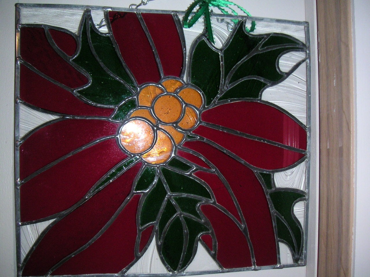 Stained Glass Poinsettia Panel