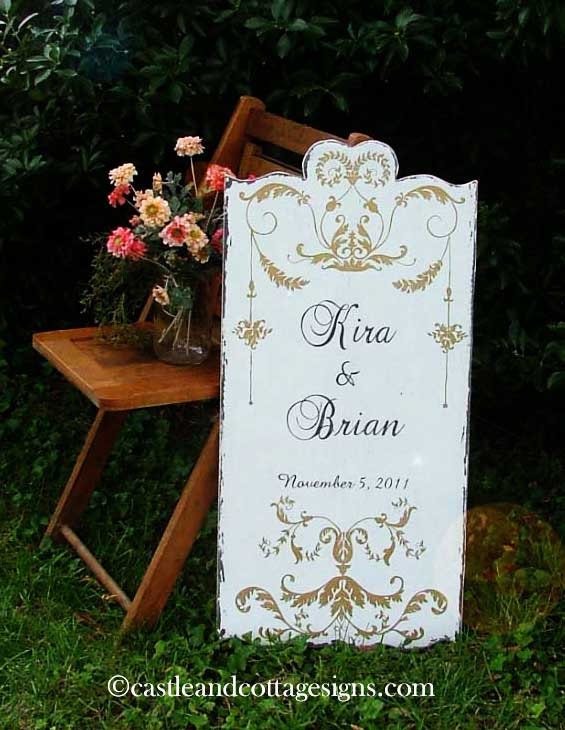 Romantic Vintage Wedding sign personalized for the bride and groom