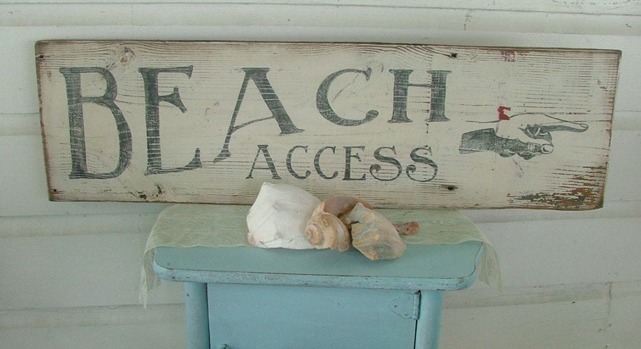 Vintage BEACH sign reclaimed wood