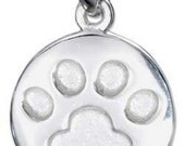 Round Paw Imprint Sterling Silver Pendant -- Complimentary Ribbon or Cord