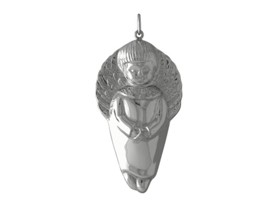 Robed Angel New Baby or Holiday Ornament, New Baby Gift or Necklace Sterling Silver -- Complimentary Ribbon or Cord