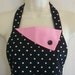 Retro Polka Dot Apron / Black & White / Pink Trim
