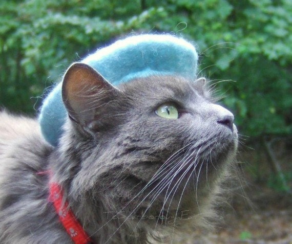 Cat French Beret - Wool Hand Felted Mini Beret for Pets