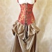 Sale, 90 dollars off-Sunset red swirl steel boned waistcoat corset, moll lace front corset-to fit 24-25 inch natural waist