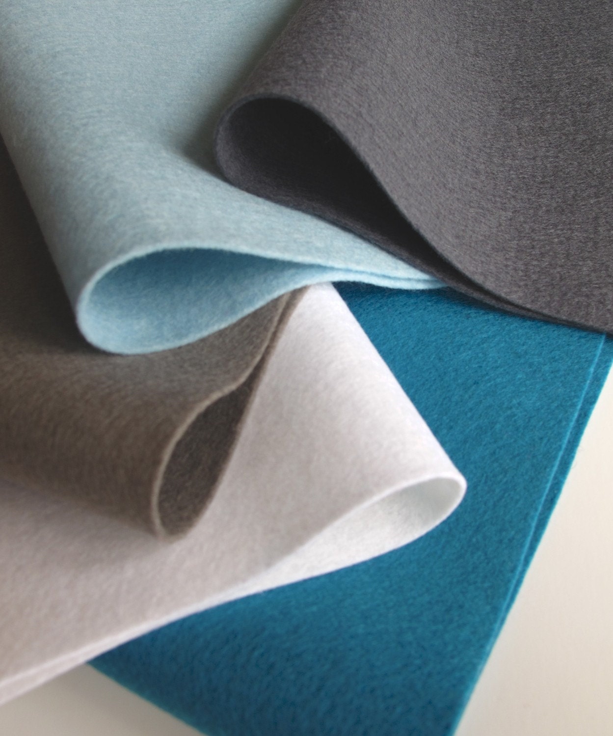 100% Wool Felt Sheets  Blue White Gray  Ice Castle Color Story Felt for Crafting and Sewing