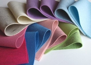 Wool Felt Set, Pastel Harmony Felt Set, Wool-Blend Heather Felt Sheets Plus 100% Merino Wool Sheets Set